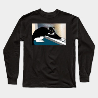 CUTE Tuxedo Cat resting on the window sill  Copyright TeAnne Long Sleeve T-Shirt