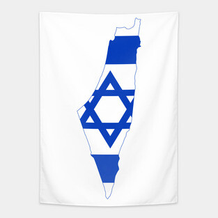 Israel Map with Flag of Israel` Tapestry