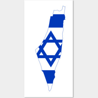 Israel Map with Flag of Israel` Posters and Art