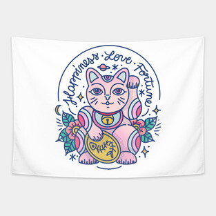 Maneki neko lucky cat Tapestry