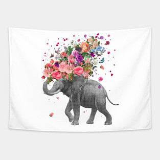 Elephant splash Tapestry