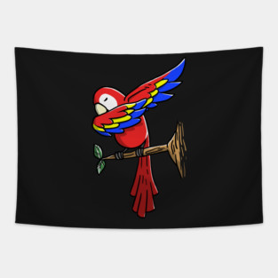 Funny Dabbing Parrot Tapestry