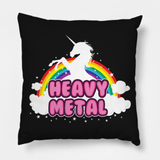 heavy metal parody funny unicorn rainbow Pillow
