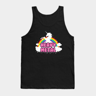 heavy metal parody funny unicorn rainbow Tank Top