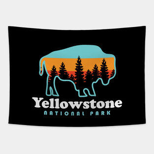 Yellowstone National Park Bison Hiking Travel Tapestry