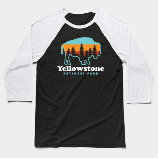Yellowstone National Park Bison Hiking Travel Baseball T-Shirt