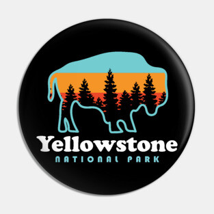 Yellowstone National Park Bison Hiking Travel Pin