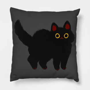 fluffy black cat Pillow