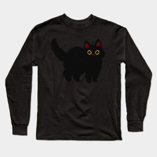 fluffy black cat Long Sleeve T-Shirt