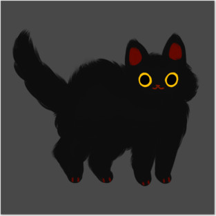 fluffy black cat Posters and Art