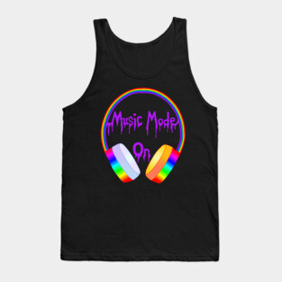 Music Mode On Rainbow Headphones Tank Top