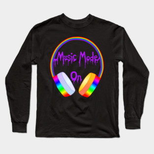 Music Mode On Rainbow Headphones Long Sleeve T-Shirt