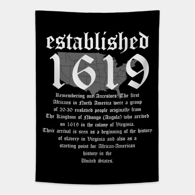 Project 1619 Established American Map Vintage Black History Tapestry by UrbanLifeApparel