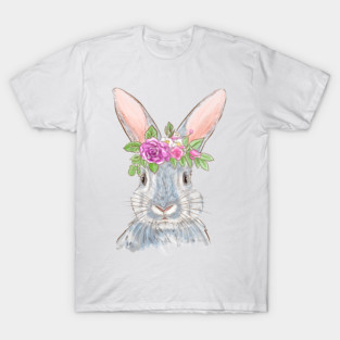 Cute Bunny with Floral Crown Illustration T-Shirt