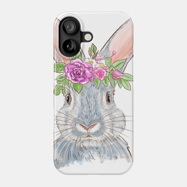 Cute Bunny with Floral Crown Illustration Phone Case by denizko