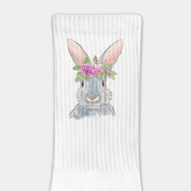 Cute Bunny with Floral Crown Illustration by denizko