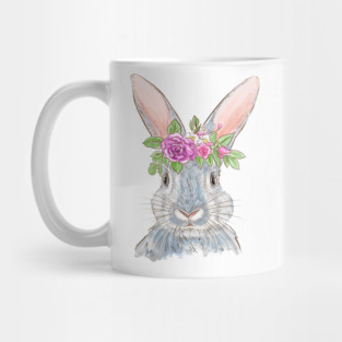 Cute Bunny with Floral Crown Illustration Mug