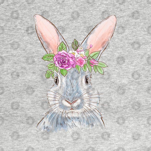 Cute Bunny with Floral Crown Illustration by denizko