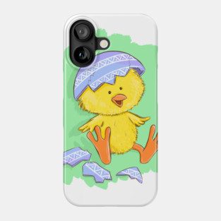 Cute Easter Chick with Egg Shell Illustration Phone Case