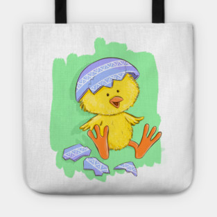 Cute Easter Chick with Egg Shell Illustration Tote