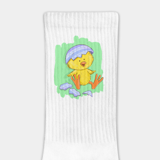 Cute Easter Chick with Egg Shell Illustration by denizko