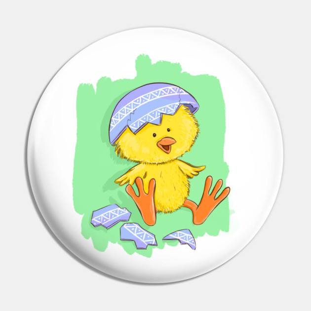 Cute Easter Chick with Egg Shell Illustration Pin by denizko