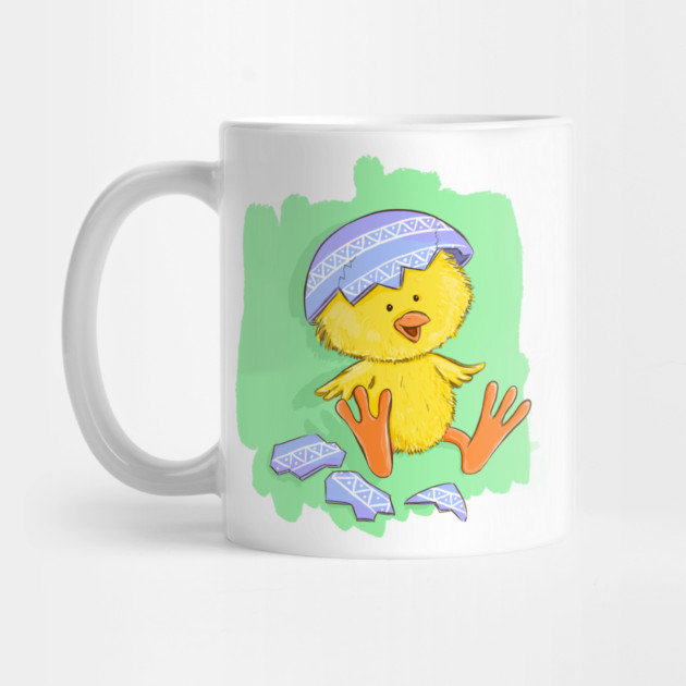 Cute Easter Chick with Egg Shell Illustration by denizko
