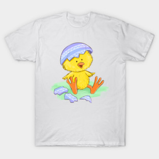 Cute Easter Chick Hatching from Egg Illustration T-Shirt