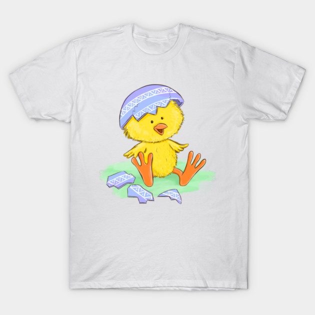 Cute Easter Chick Hatching from Egg Illustration T-Shirt by denizko