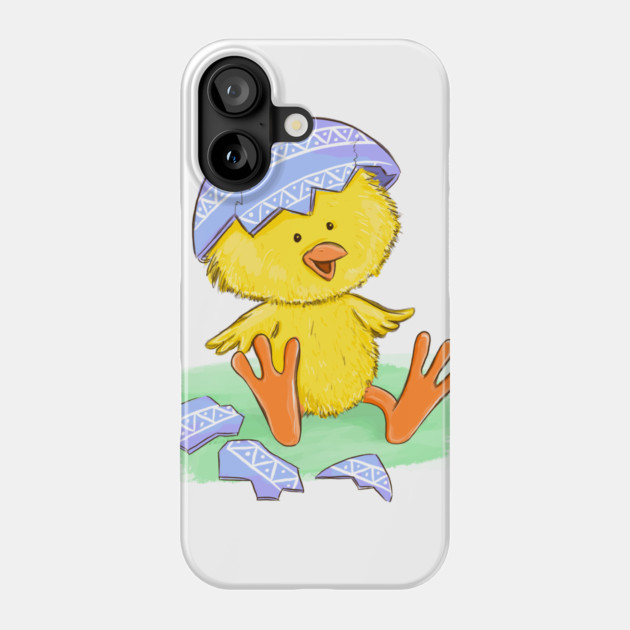 Cute Easter Chick Hatching from Egg Illustration Phone Case by denizko