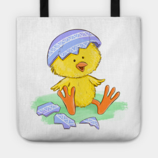Cute Easter Chick Hatching from Egg Illustration Tote