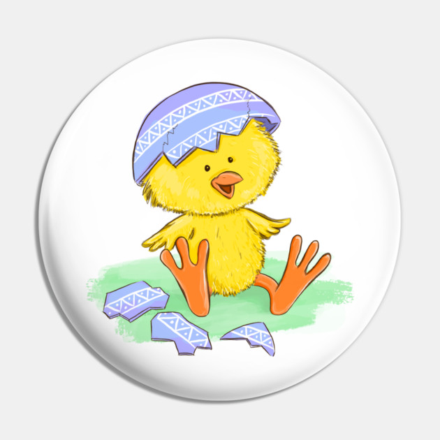 Cute Easter Chick Hatching from Egg Illustration Pin by denizko