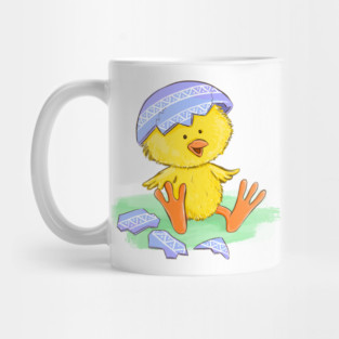 Cute Easter Chick Hatching from Egg Illustration Mug
