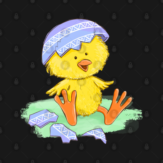 Cute Easter Chick Hatching from Egg Illustration by denizko