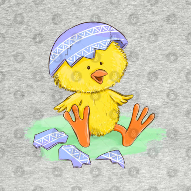 Cute Easter Chick Hatching from Egg Illustration by denizko