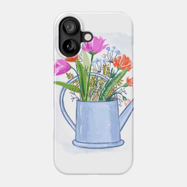 Watering Can with Flowers Floral Illustration Phone Case by denizko