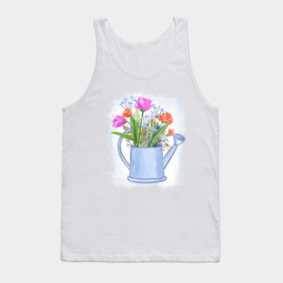 Watering Can with Flowers Floral Illustration Tank Top