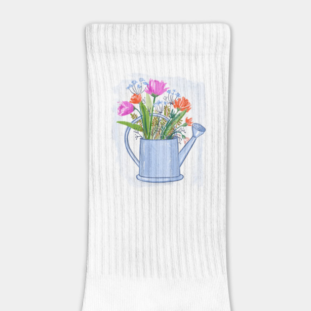 Watering Can with Flowers Floral Illustration by denizko