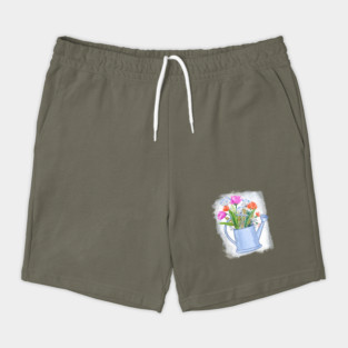 Watering Can with Flowers Floral Illustration Shorts