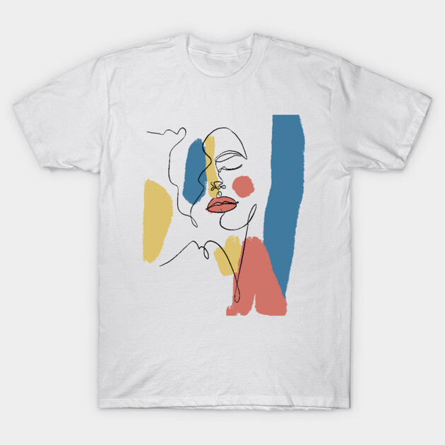 Minimal Color Block Abstract Face Illustration T-Shirt by denizko