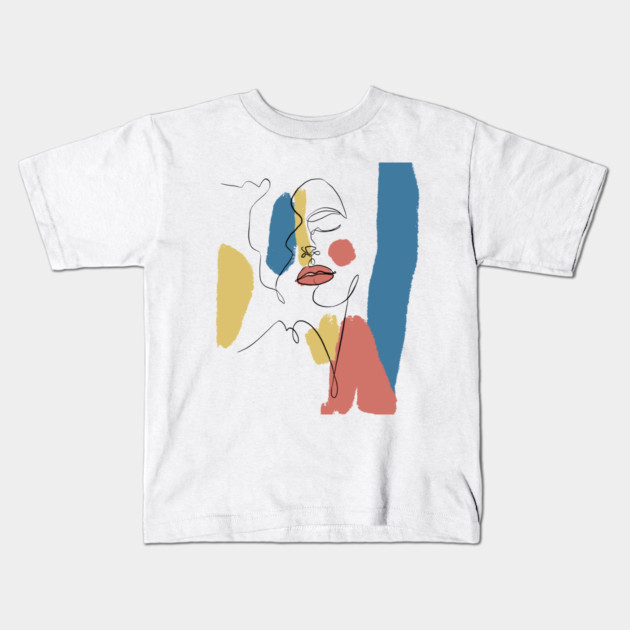 Minimal Color Block Abstract Face Illustration Kids T-Shirt by denizko