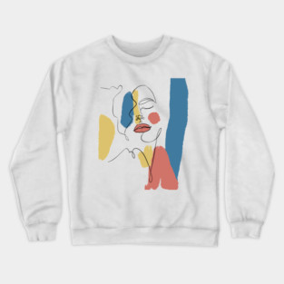 Minimal Color Block Abstract Face Illustration Crewneck Sweatshirt