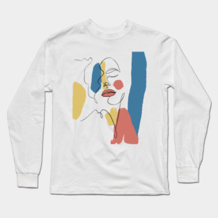 Minimal Color Block Abstract Face Illustration Long Sleeve T-Shirt