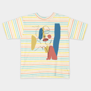 Minimal Color Block Abstract Face Illustration Kids T-Shirt