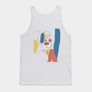 Minimal Color Block Abstract Face Illustration Tank Top