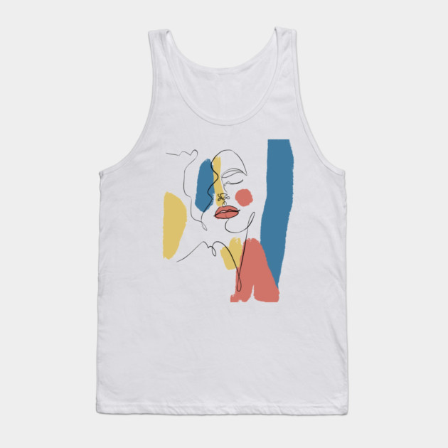 Minimal Color Block Abstract Face Illustration Tank Top by denizko