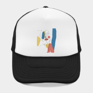 Minimal Color Block Abstract Face Illustration Hat