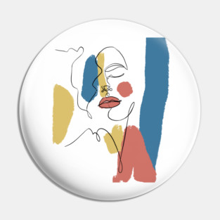 Minimal Color Block Abstract Face Illustration Pin