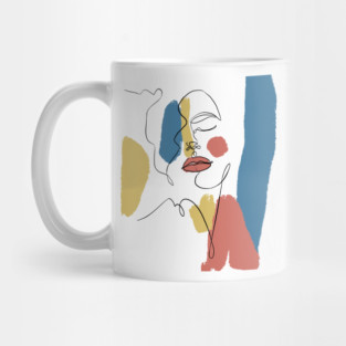 Minimal Color Block Abstract Face Illustration Mug