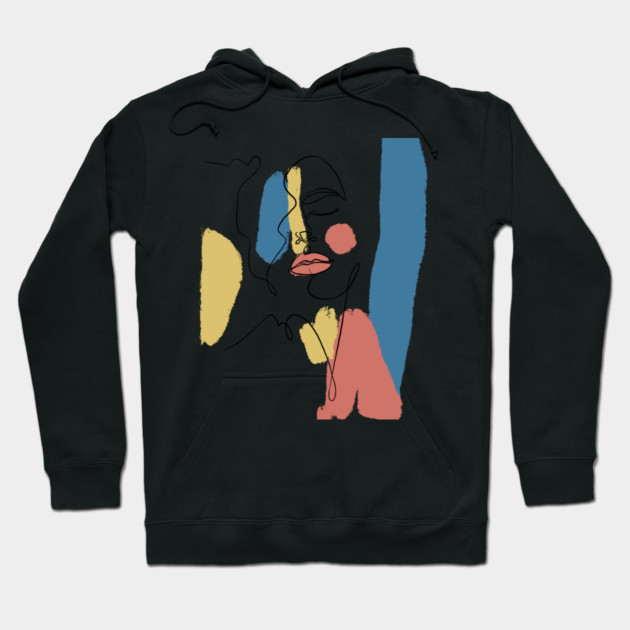 Minimal Color Block Abstract Face Illustration Hoodie by denizko